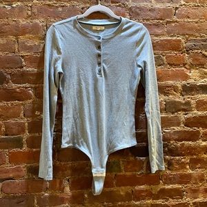 Madewell Heather Grey Ribbed Bodysuit Size L